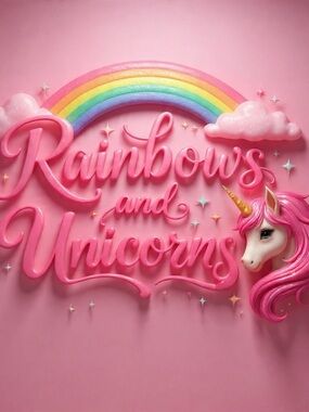 Pink 'Rainbows and Unicorns' Wall Art Print